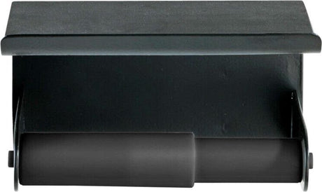 Wenko Porte-rouleau de papier toilette avec étagère classic plus noir noir mat - porte-papier toilette - porte-rouleau de papier toilette avec étagère - montage sans perçage