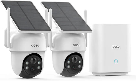 Kit classique Aosu solarcam d1 - 2 caméras de sécurité avec résolution 2k - Suivi AI avec vue à 360°
