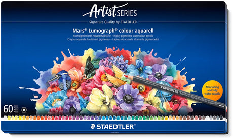 Staedtler - série d'artistes - mars® lumograph® color aquarelle 104 - set en métal avec 60 couleurs