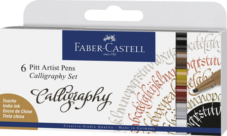 Stylo de calligraphie Faber-castell - stylo à dessin - stylo d'artiste Pitt - ensemble de calligraphie - 6 pièces - fc-167506