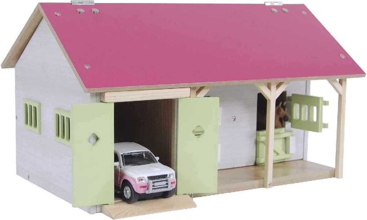 Globe pour enfants écurie rose avec 2 boxes et débarras 1:32