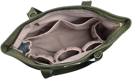 Béaba sac à langer madrid - sac d'allaitement 11 compartiments - dont matelas à langer compartiment isotherme - beige - cabas 22l - jonc de mer lichen (kaki)