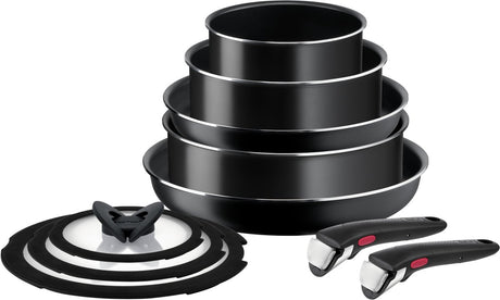 Tefal ingenio easy cooking clean - set de casseroles - 10 pièces - ne convient pas à l'induction - empilable - poignée amovible