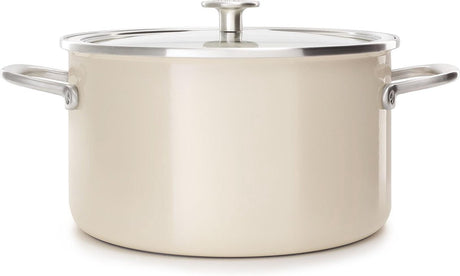 Kitchenaid casserole en acier émaillé 20cm 3,7l - blanc amande - induction - sans pfas