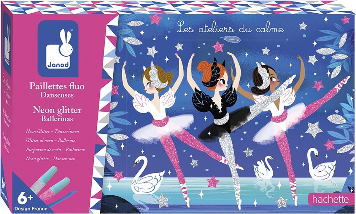 Janod - les ateliers du calme - coffret artisanal ballerine pailletée fluo