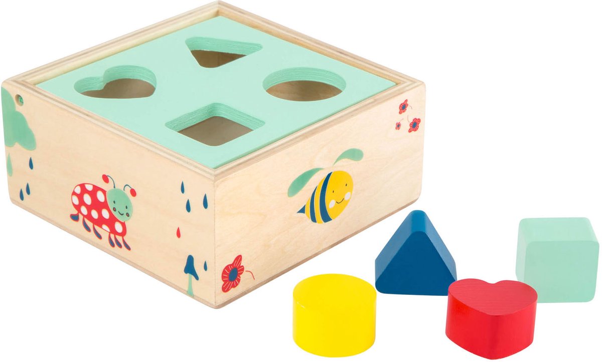 Small foot - trieur de formes en bois avec blocs naturels, 5 pièces.