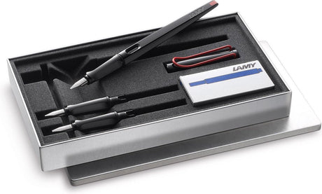 Coffret de stylos plume de calligraphie noire Lamy Joy - beaux stylos d'écriture avec 3 plumes différentes (1,1, 1,5, 1,9 mm) - stylo plume avec pointe d'aspiration à bande et poignée ergonomique - comprenant 5 motifs de nuances t 10 bleu