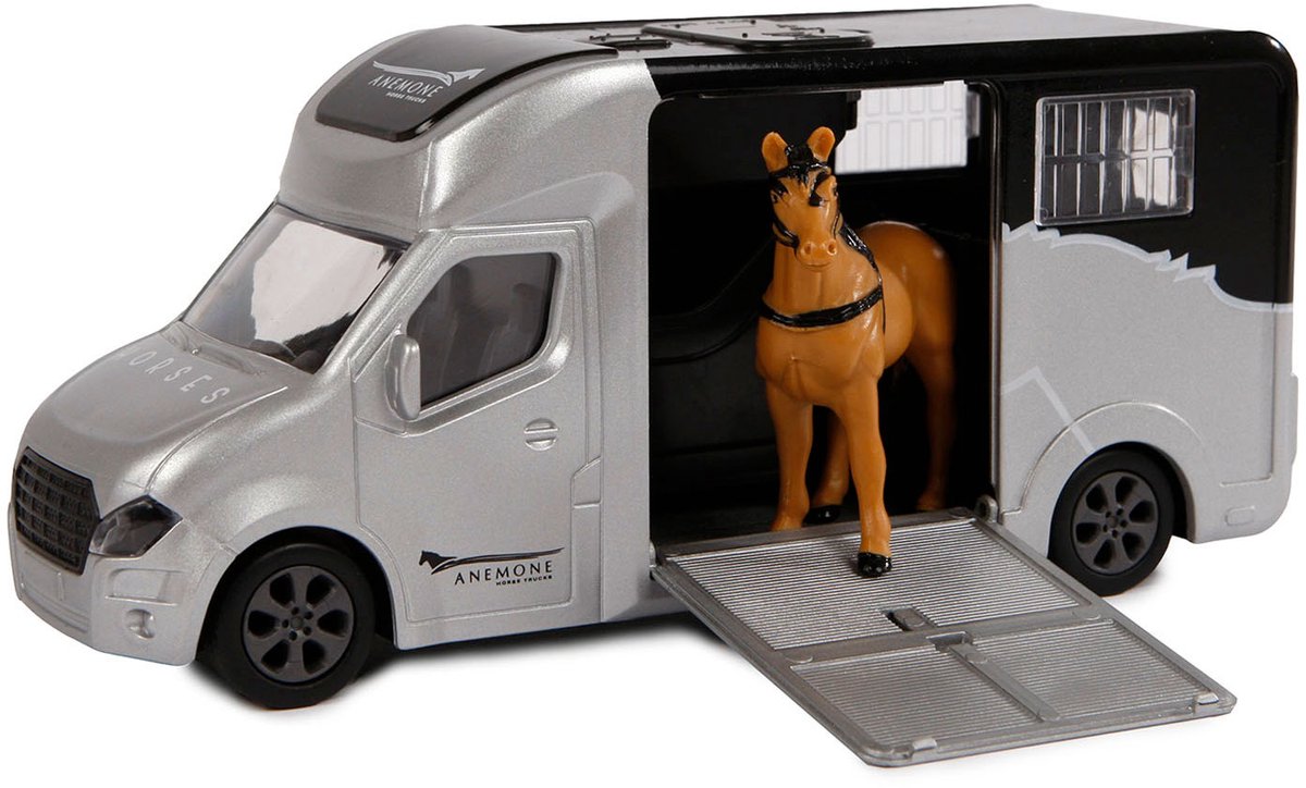 Camion à cheval moulé sous pression pour enfants avec lumière et son, gris