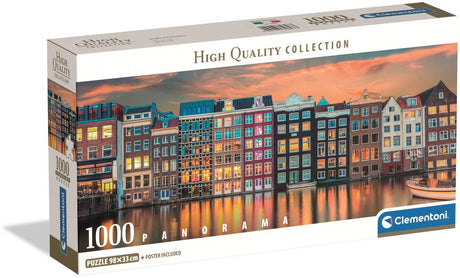 Clementoni - puzzle - 1000 pièces - panorama lumineux amsterdam - puzzle pour adultes - collection de haute qualité