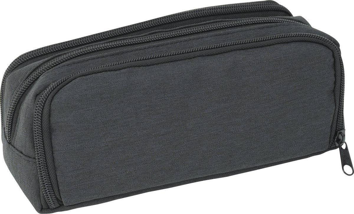 Trousse Eberhard Faber - rectangulaire - 3 compartiments - anthracite - sans contenu - ef-577406