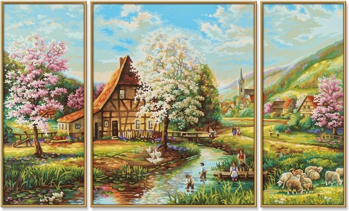 Schipper peinture par numéros - triptyque d'idylle rurale 50x80 cm