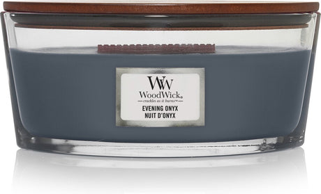 Bougie parfumée Woodwick Heartwick Flame Ellipse - Onyx du soir - 50 heures de combustion