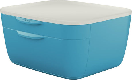 Caisson à tiroirs Leitz confortable - commode avec 2 tiroirs - boîte à tiroirs pour bureau - idéal pour le bureau à domicile, le travail à domicile - bleu serein