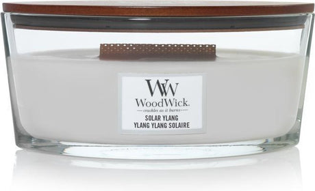 Bougie parfumée Woodwick Heartwick Flame Ellipse - Ylang solaire - 50 heures de combustion