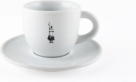 Tasse à cappuccino ou à café Bialetti avec soucoupe – porcelaine – blanche – vaisselle originale
