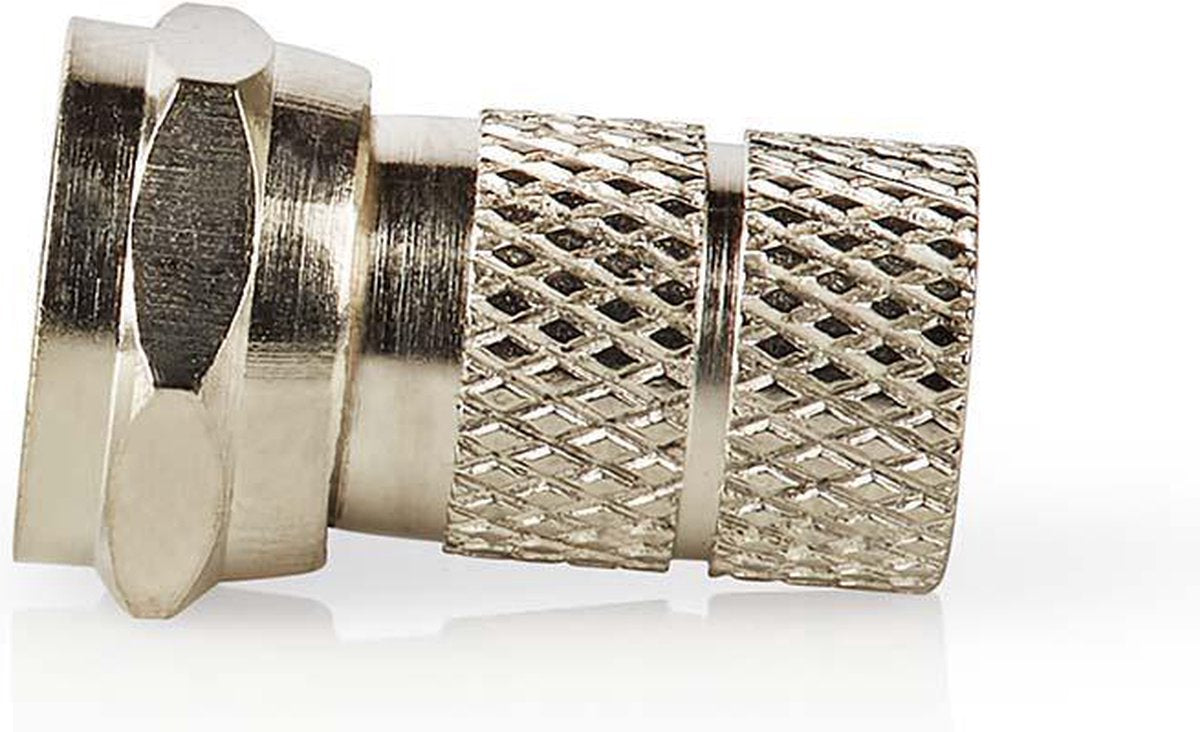Connecteur F Nedis - droit - mâle - nickelé - 75 ohm - à visser - diamètre d'entrée de câble : 5,5 mm - alliage de zinc - argent - 5 pièces - boîte