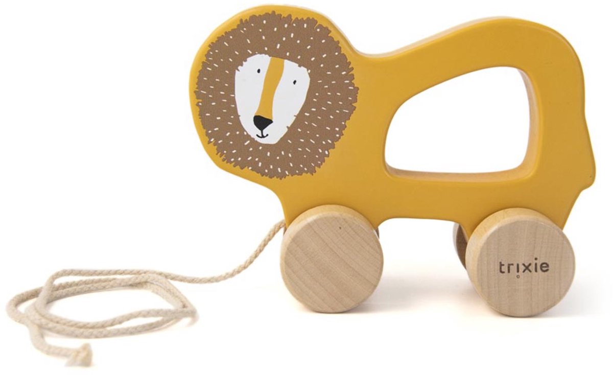 Jouet à tirer en bois Trixie - mr. lion - pour les premiers pas - jouets pour bébé - pour garçons filles - lion