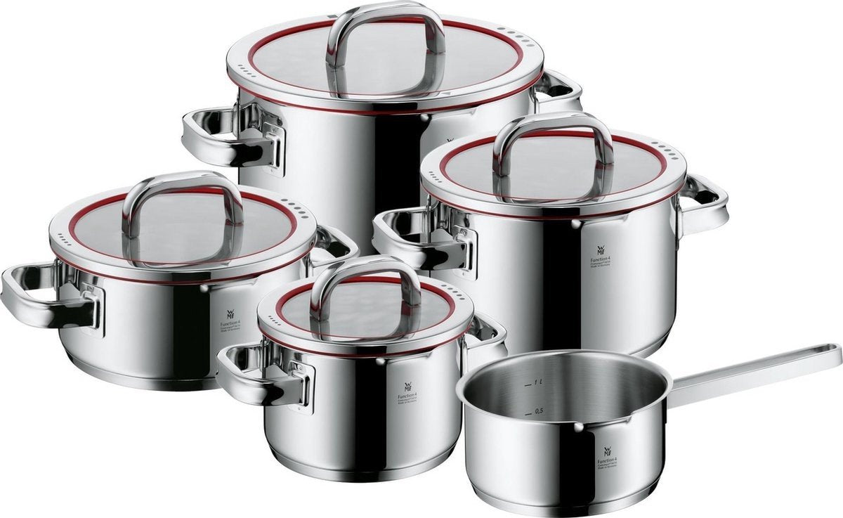 Wmf function4 - set de casseroles - 5 pièces - adapté à l'induction - acier inoxydable - avec couvercle