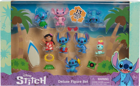 Just play Disney Stitch - Stitch Deluxe, ensemble de 8 figurines de jeu avec 5 accessoires
