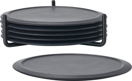 Dessous de verre Zone Danemark Singles pour verres - dessous de verre en silicone avec support - dessous de verre - lot de 6 - ø 10 cm - noir