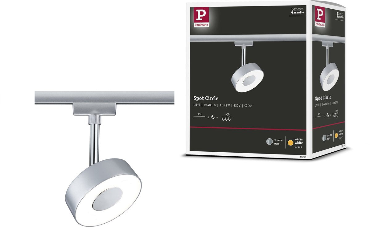 Paulmann urail rail spot cercle 250lm 5,3w 2700k 230v chrome mat