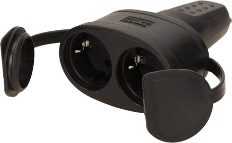 Orno double prise - fiche d'alimentation - caoutchouc plein - ip44 - noir