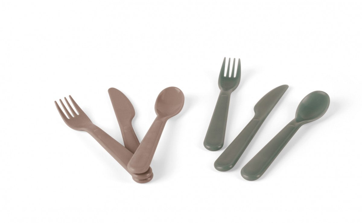 Ménagère Dantoy moka vert olive, 6 pièces.