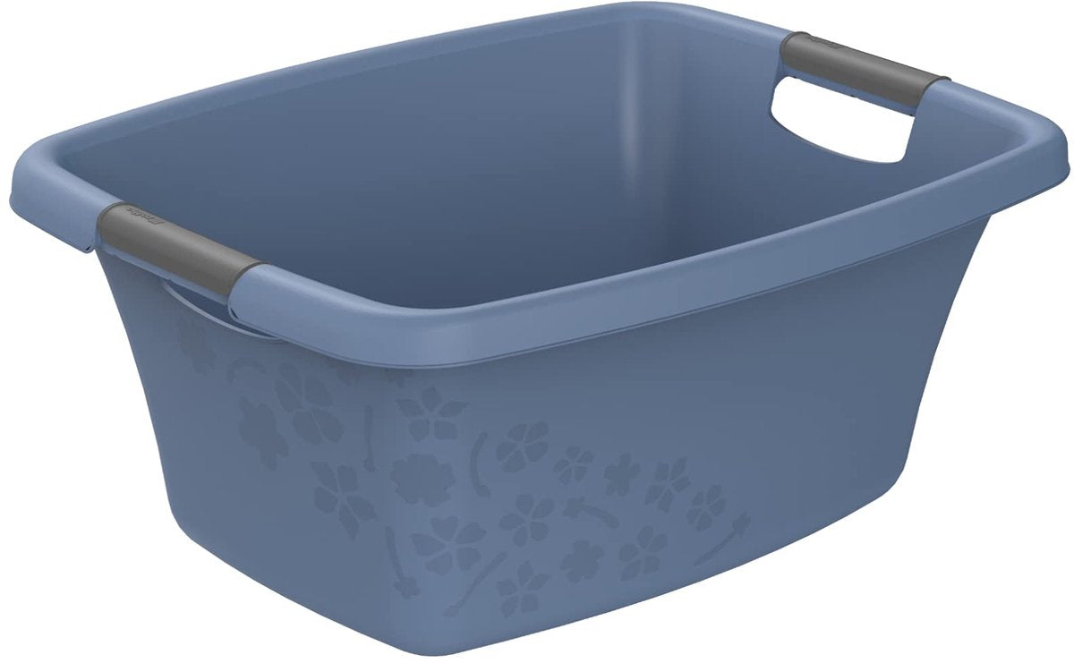 Rotho panier à linge fleurs 25l bleu horizon