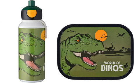 Mepal Lunch Set (boîte à lunch avec bouteille pop-up) campus - 400 + 750 ml - boîte à lunch et gobelet pour enfants - boîte bento - gourde pop-up - dinosaure