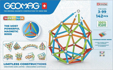 Geomag super couleur recyclée, 142 pcs.