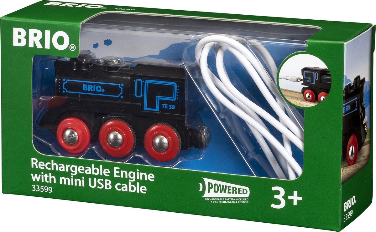 Locomotive rechargeable Brio avec câble mini USB - 33599 - partie voie ferrée