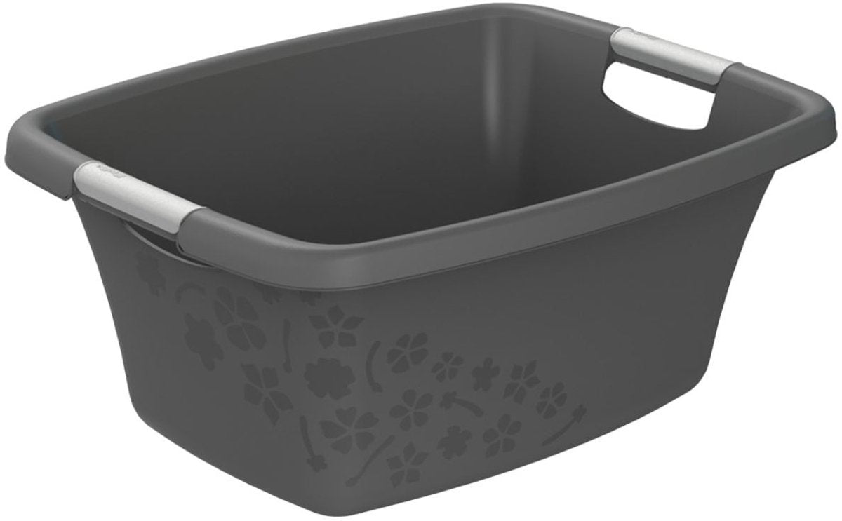 Panier à linge Rotho 25 litres fleurs gris | 2 pièces