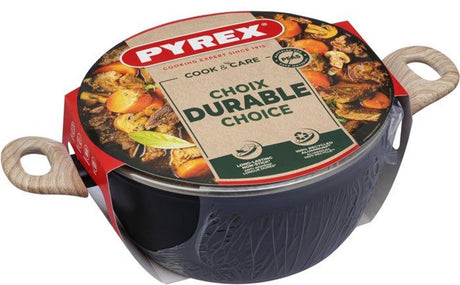 Casserole en Pyrex avec couvercle - - soins de cuisson - 24 cm - revêtement antiadhésif - convient à l'induction - sans pfas