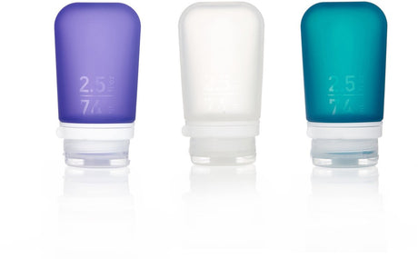 Human Gear - gotoob+ 3-pack - bouteille de voyage - flacon - étanche - réutilisable - léger - moyen - 74 ml - sarcelle violet clair