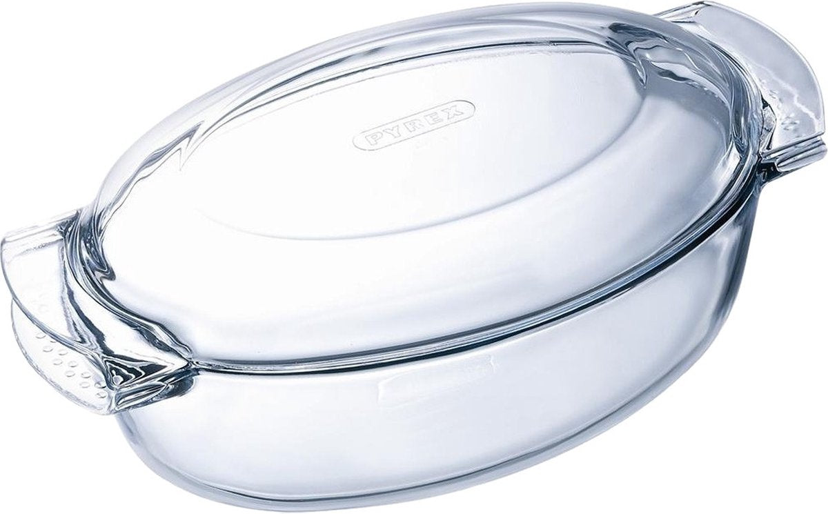 Plat à four en Pyrex ovale avec couvercle 5,8l
