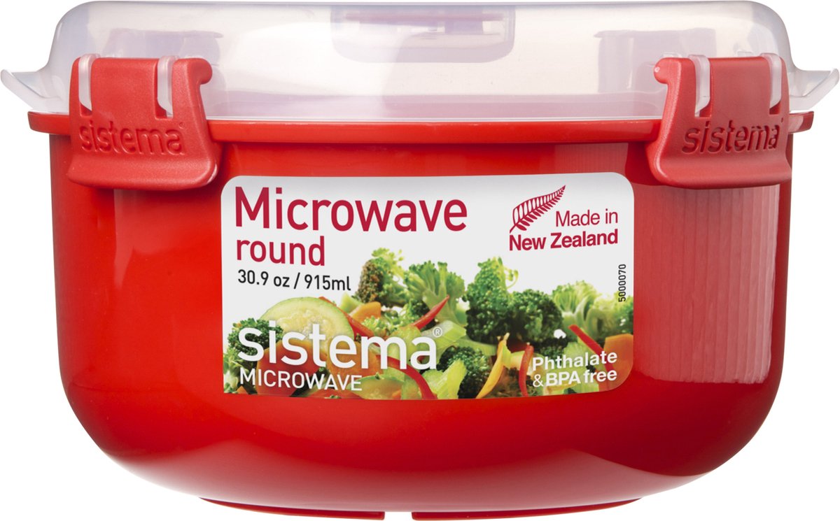 Récipient pour micro-ondes Sistema avec couvercle - avec valve vapeur - rouge - 915ml