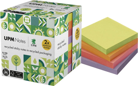 Notes d'information upm sticky notes - format 75 x 75 mm - couleurs assorties - 8 blocs mémo - in-5654-97ur-8