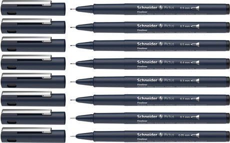 Schneider instruments d'écriture schneider fineliner - pictus - noir - lot de 8 pièces - s-197598
