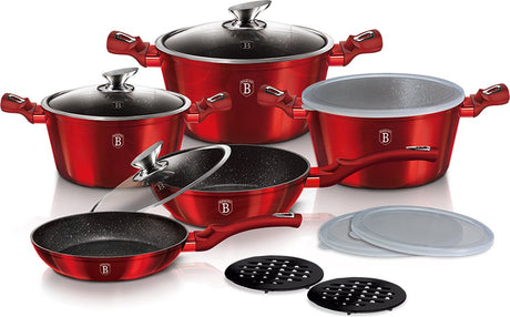 Berlingerhaus berlinger haus 7030 - set de poêles de luxe rouge bordeaux - 13 pièces