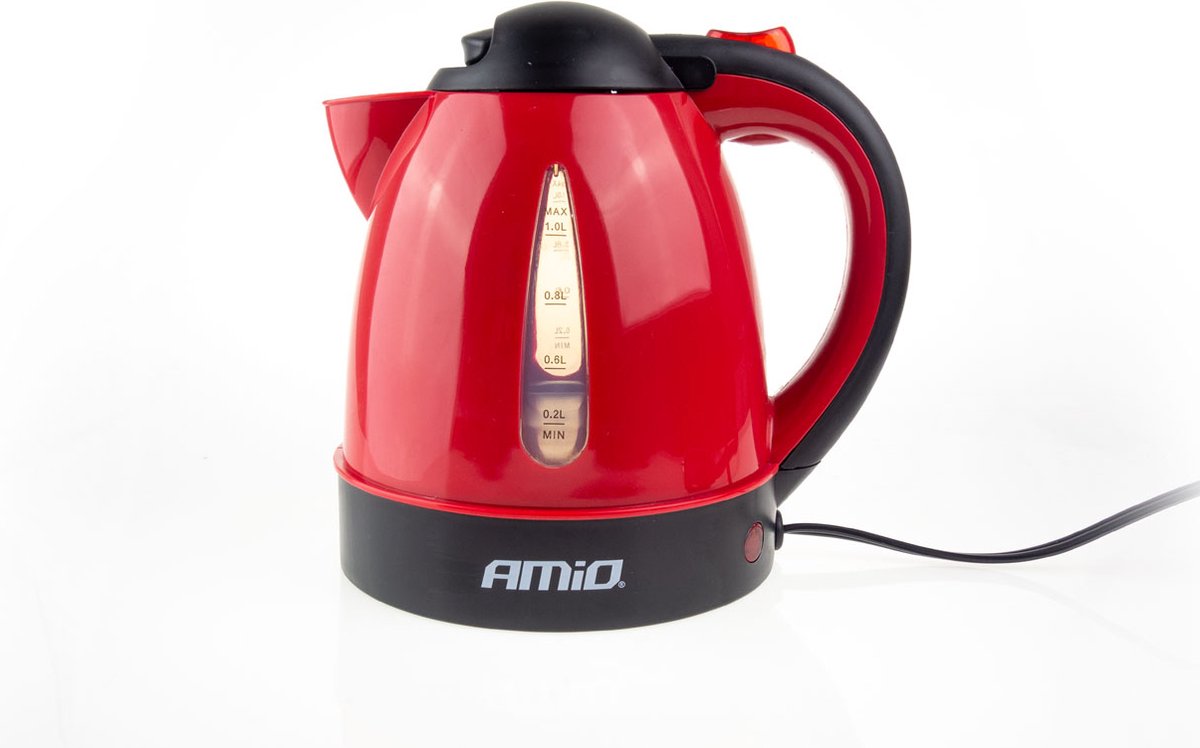 Bouilloire pour camion Amio - rouge - 24v 300w - chaudière à eau pour camion camping-car - convient uniquement aux véhicules 24v