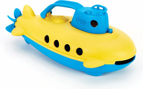 Sous-marin vert jouets jaune avec poignée bleue -