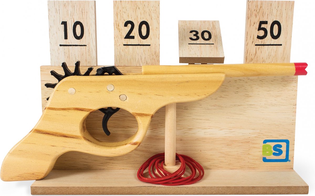 Bs Toys jeu de tir en bois avec cible, 14 pcs.