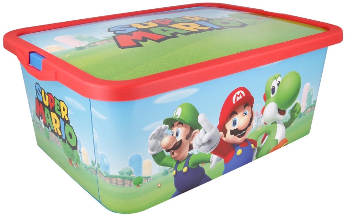 Boîte de rangement sans marque sans marque 13 l super mario - rouge bleu