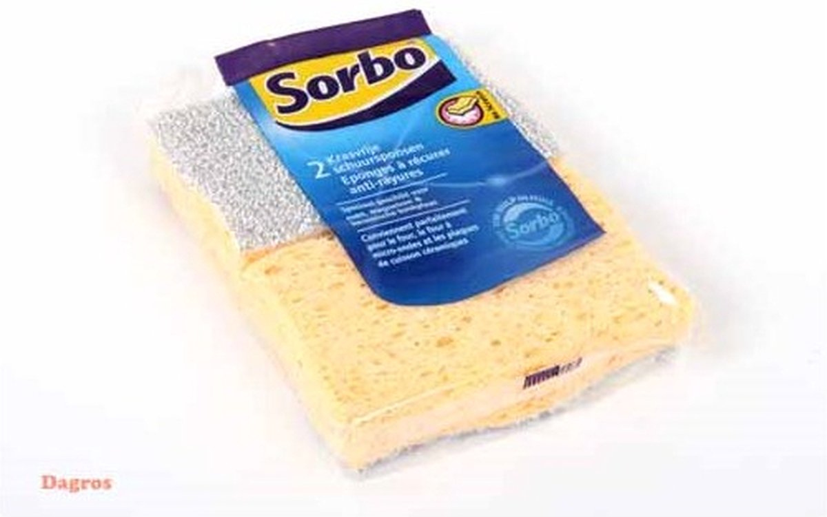 Éponge à récurer sans rayures Sorbo - 11x7x4cm - 2 pièces - éponge de nettoyage pour cuisine, salle de bain et vaisselle