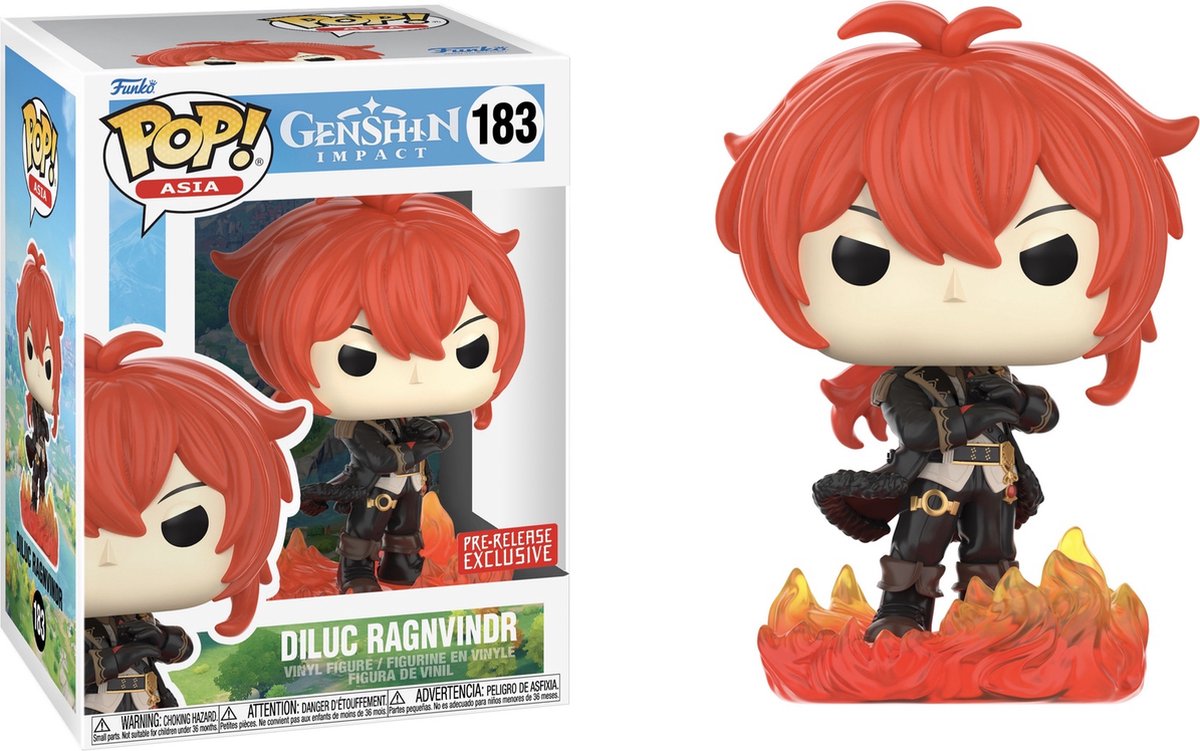 Funko genshin impact diluc ragnvindr vinyl figuur nr. 183 pop! meerkleurig