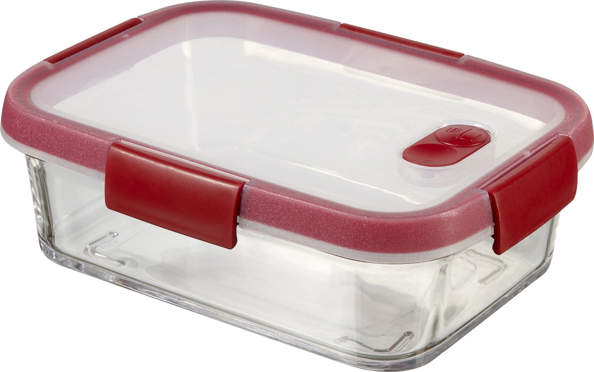 Récipient alimentaire en verre Curver Smart Cook - rectangulaire - 0,9 litre - rouge