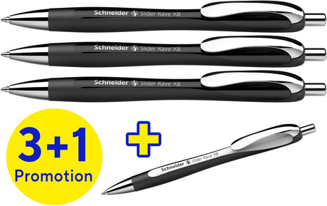 Stylo à bille Schneider instruments d'écriture Schneider - slider rave Trend - plume xb - boîte assortie 3 + 1 offerte - s-132584