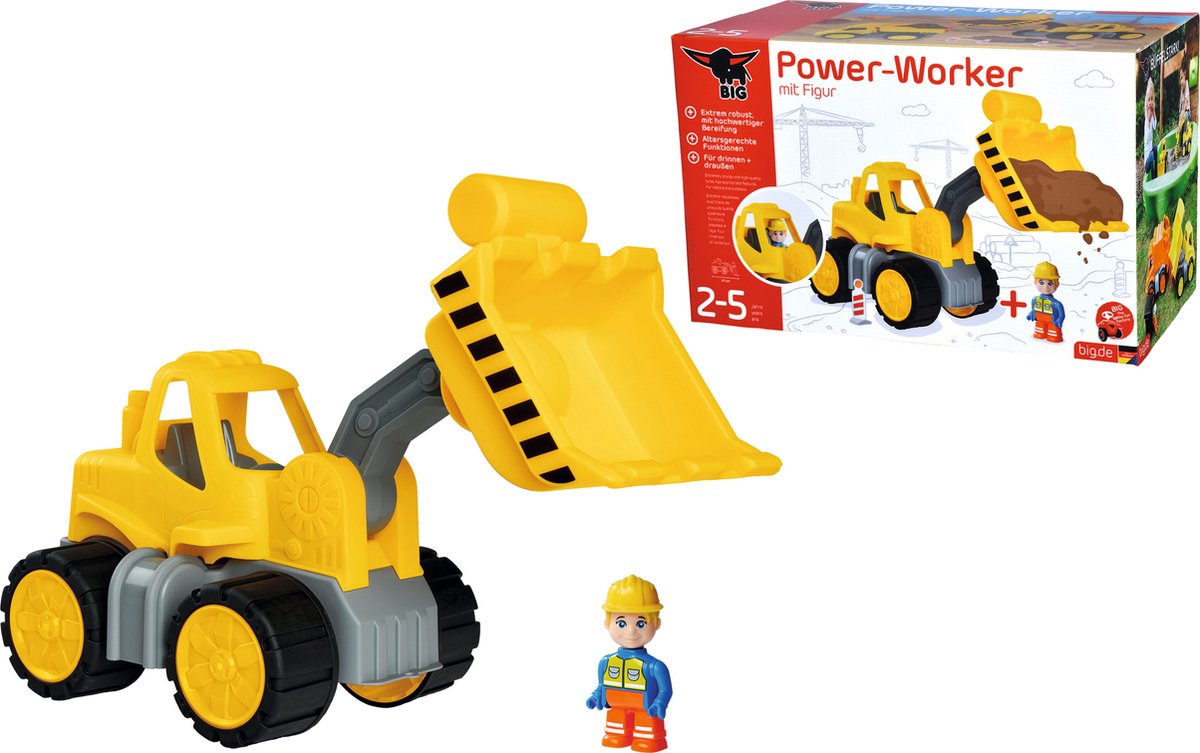 Chargeuse sur pneus Big Power Worker + figurine - bac à sable - véhicule jouet