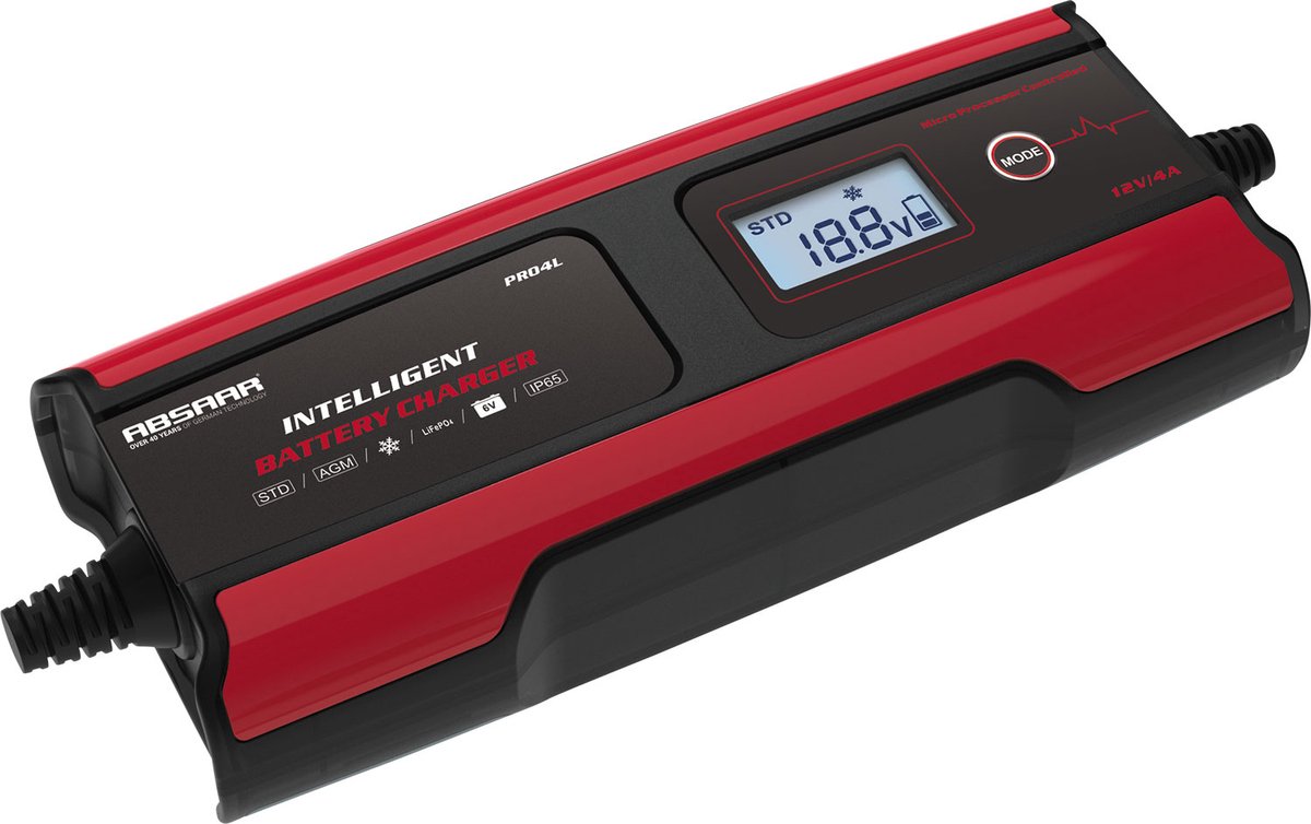 Absaar chargeur de batterie pro4 lithium - 6-12v 4a - voiture, moto, bateau