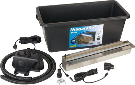 Ubbink Niagara Balk cascade en acier inoxydable + éclairage LED 60 cm incl. Pompe